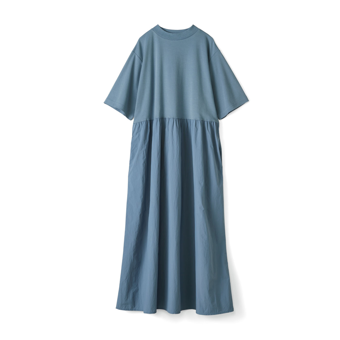 THREE FIFTY STANDARD|ナイロン素材の切り替えワンピース〈ブルー〉