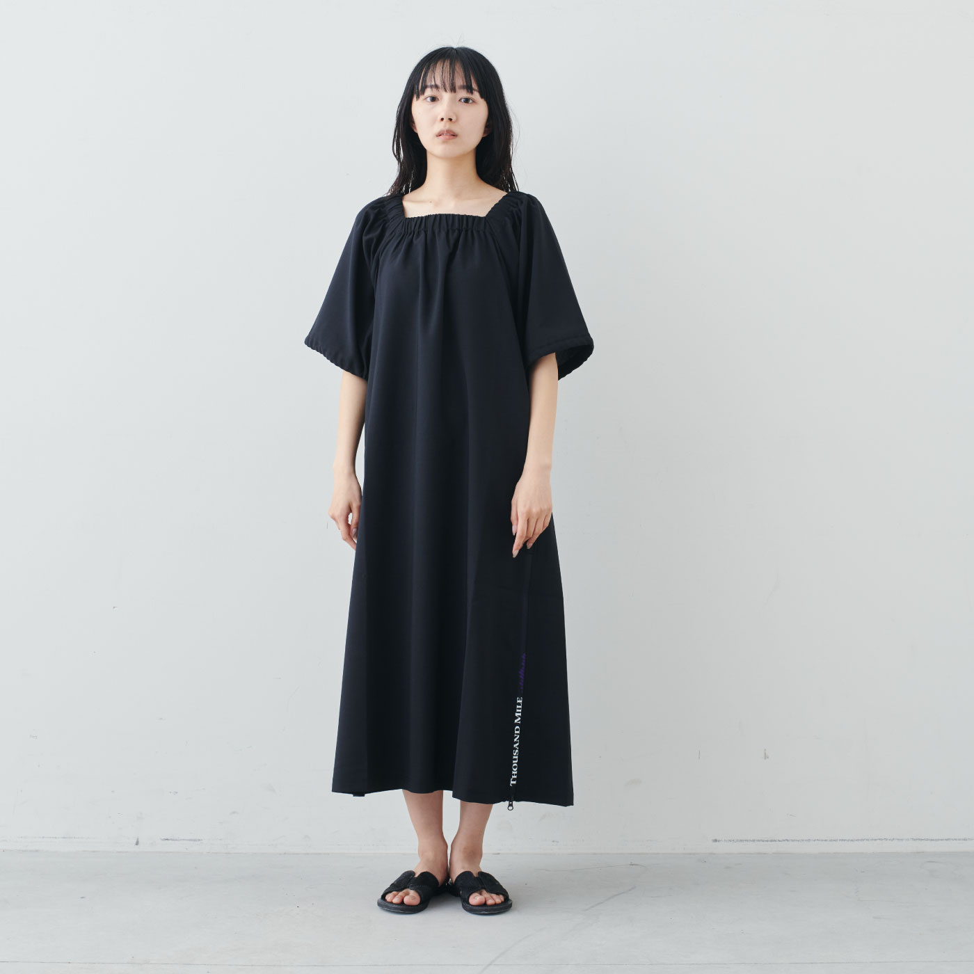 フェリシモファッションニュース|THOUSAND MILE GATHERED DRESS〈BLACK〉