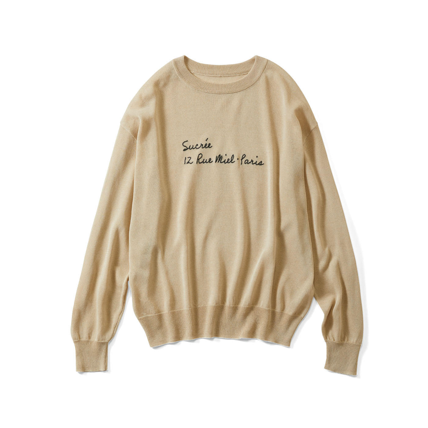 Live in comfort［リブインコンフォート］|さらり素材で上品に着られる大人ロゴ ニットトップス〈ベージュ〉