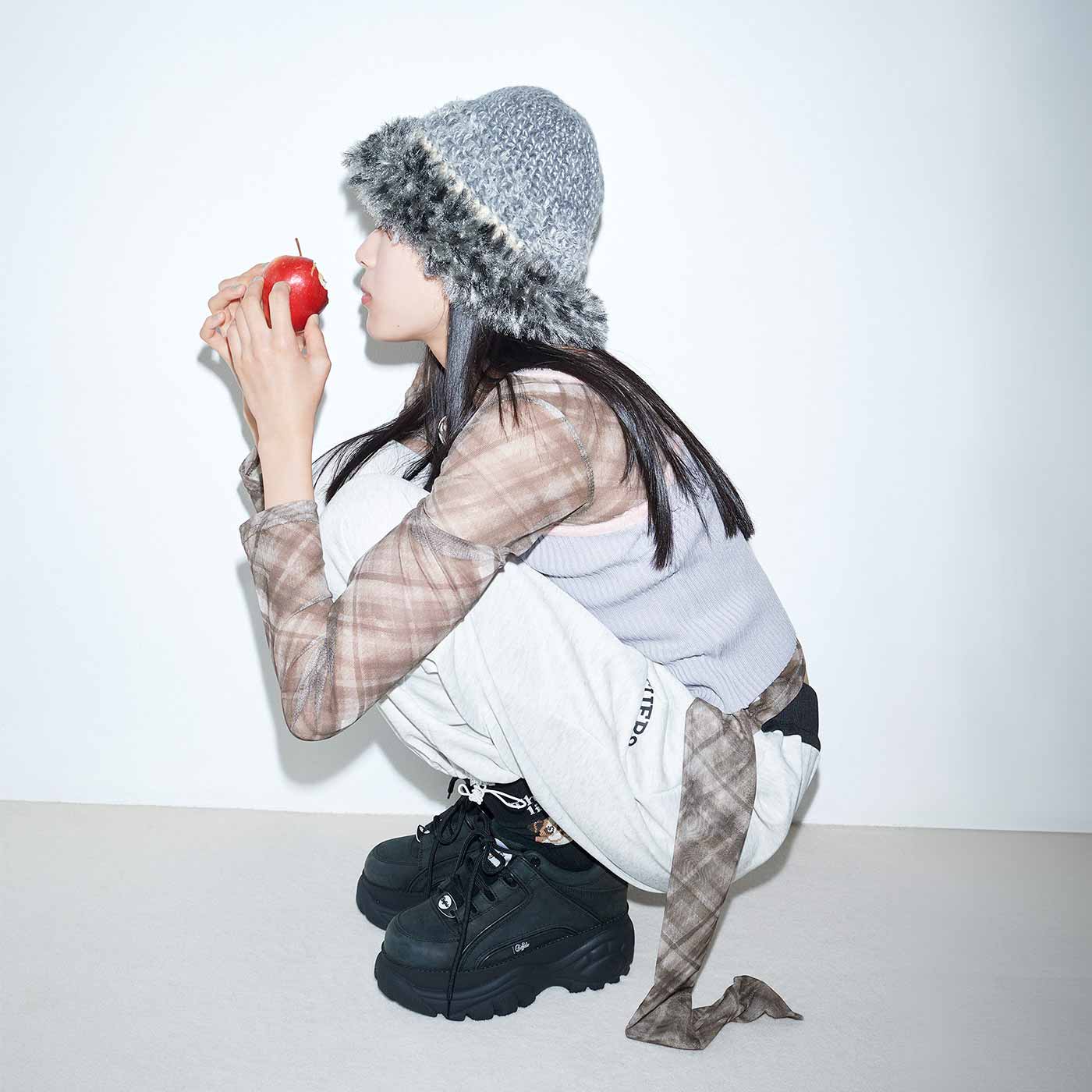 Couturier[クチュリエ]|MISU A BARBE×クチュリエヘッドピース かぎ針編みのFurry hat〈︎グレー〉